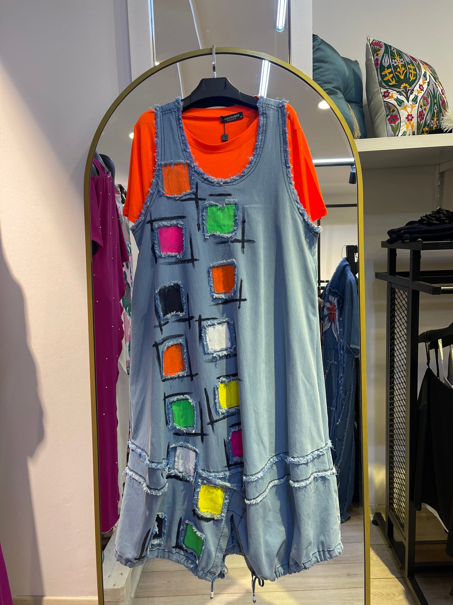 25160 PATCHWORK NEON ELBİSE