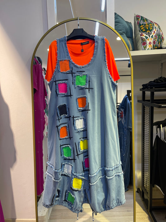 25160 PATCHWORK NEON ELBİSE