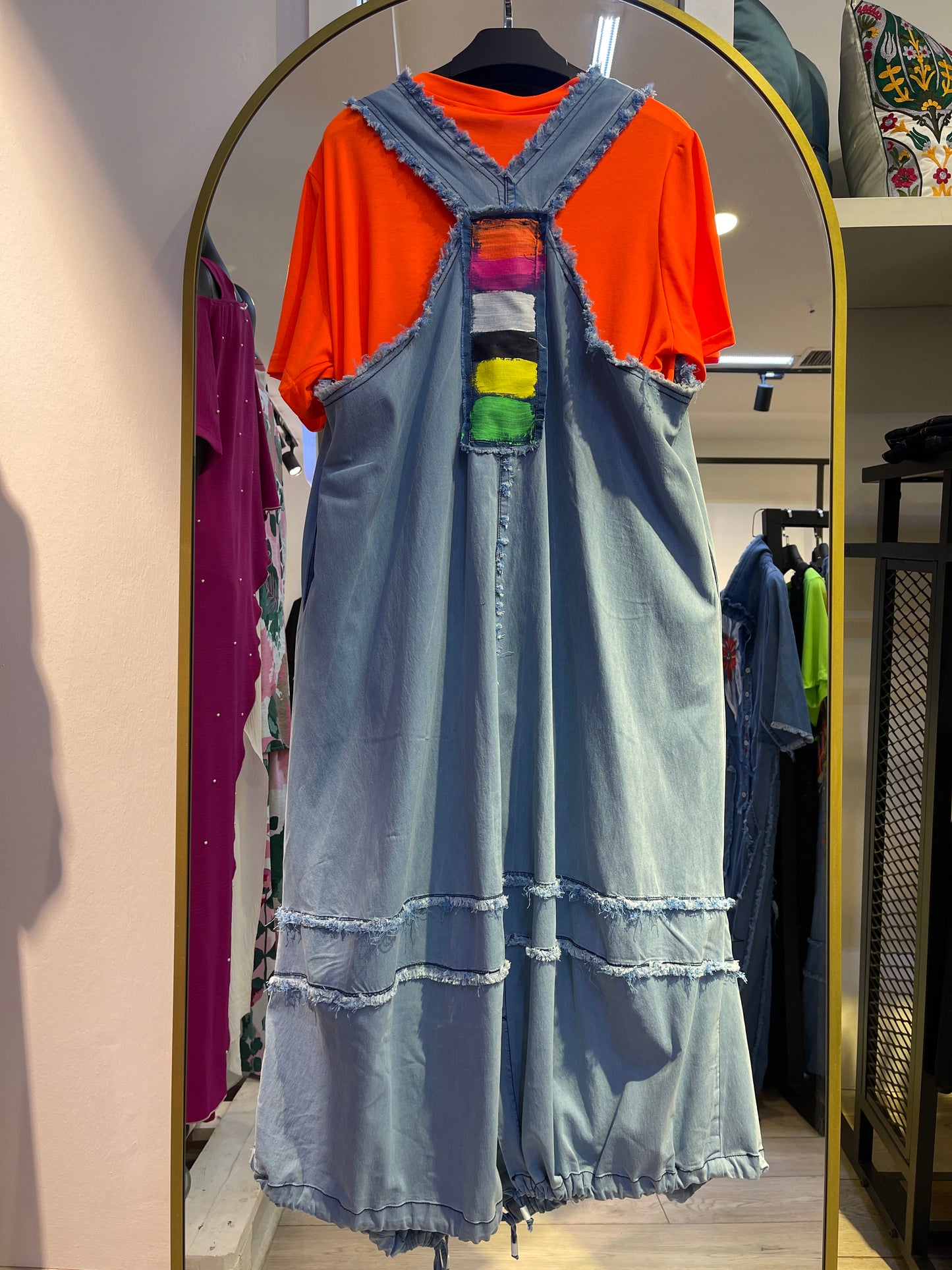 25160 PATCHWORK NEON ELBİSE