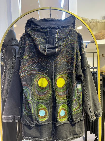 2402 NEON DÜĞMELİ DENIM CEKET