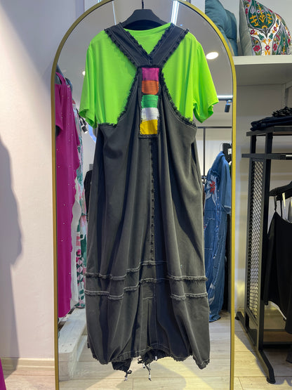 25160 PATCHWORK NEON ELBİSE