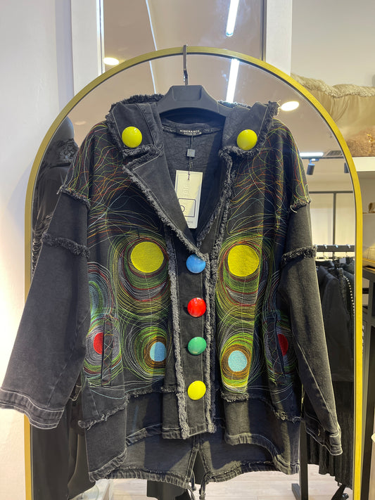 2402 NEON DÜĞMELİ DENIM CEKET